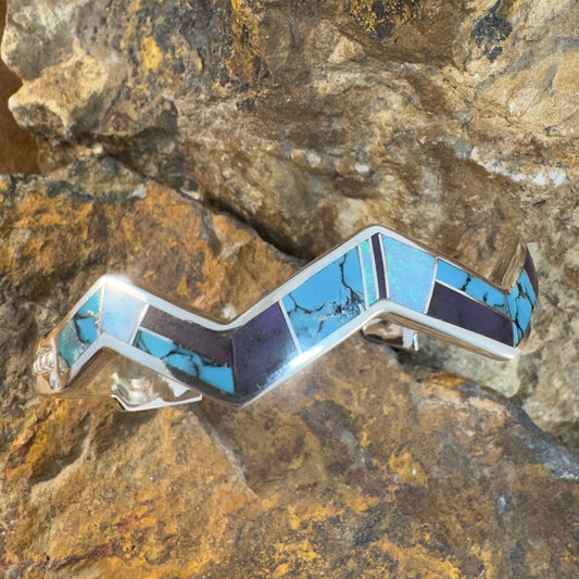 David Rosales Shalako Inlaid Sterling Silver Bracelet