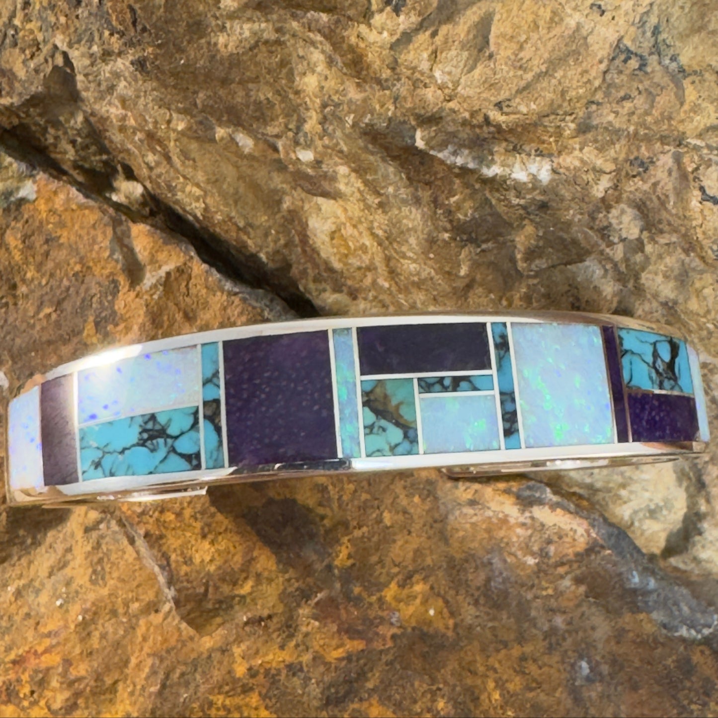 David Rosales Shalako Inlaid Sterling Silver Bracelet