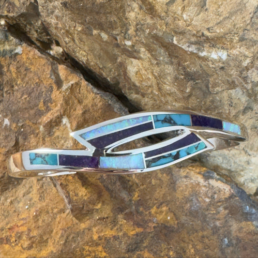 David Rosales Shalako Inlaid Sterling Silver Bracelet