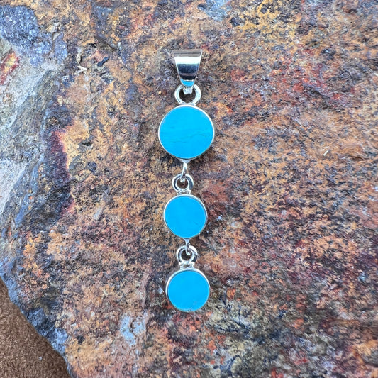 David Rosales Arizona Blue Triple Drop Sterling Silver Pendant