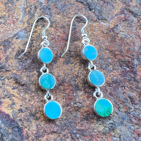 David Rosales Sonoran Gold Triple Drop Sterling Silver Earrings