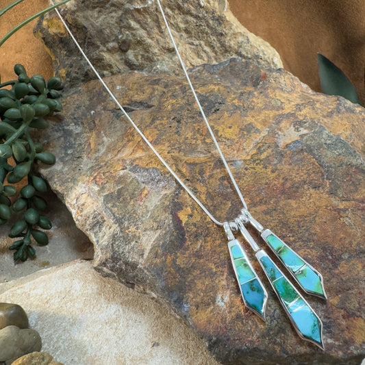 David Rosales Sonoran Gold Turquoise Inlaid Sterling Silver Necklace