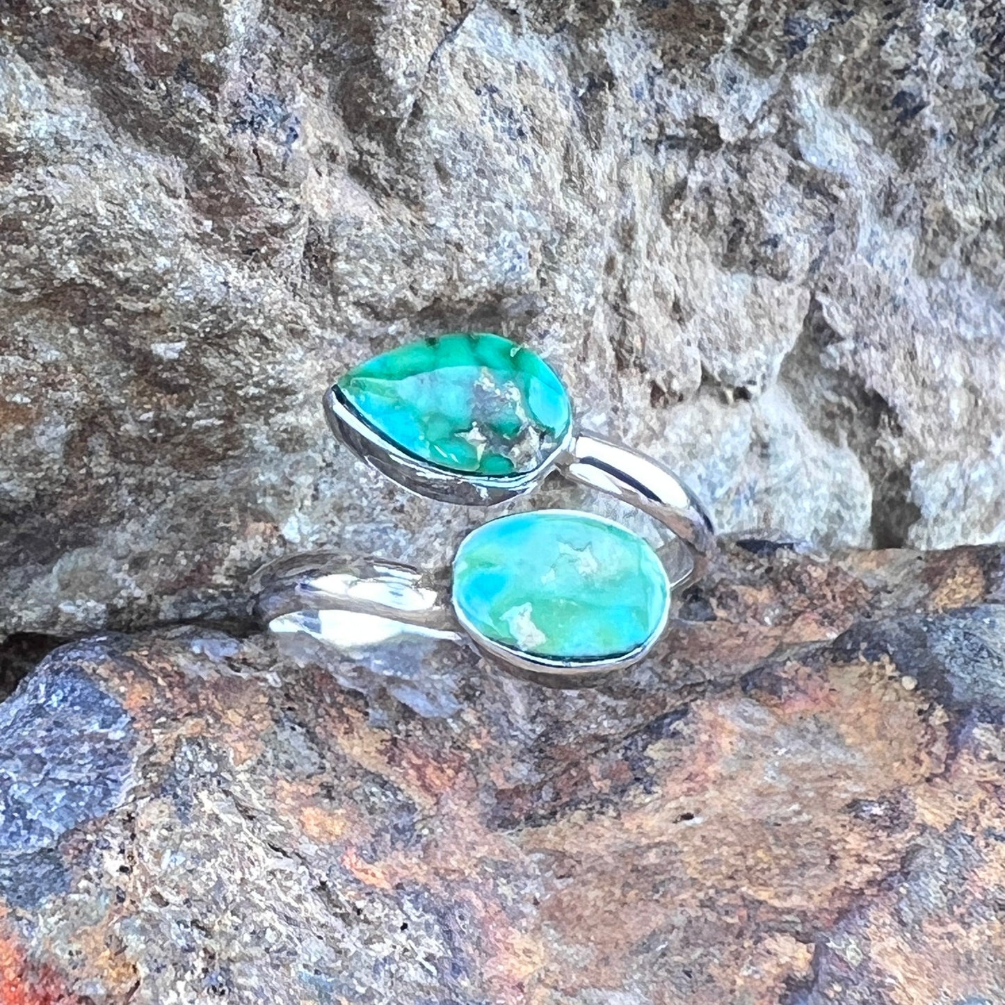 David Rosales Sonoran Gold Double Stone Sterling Silver Ring