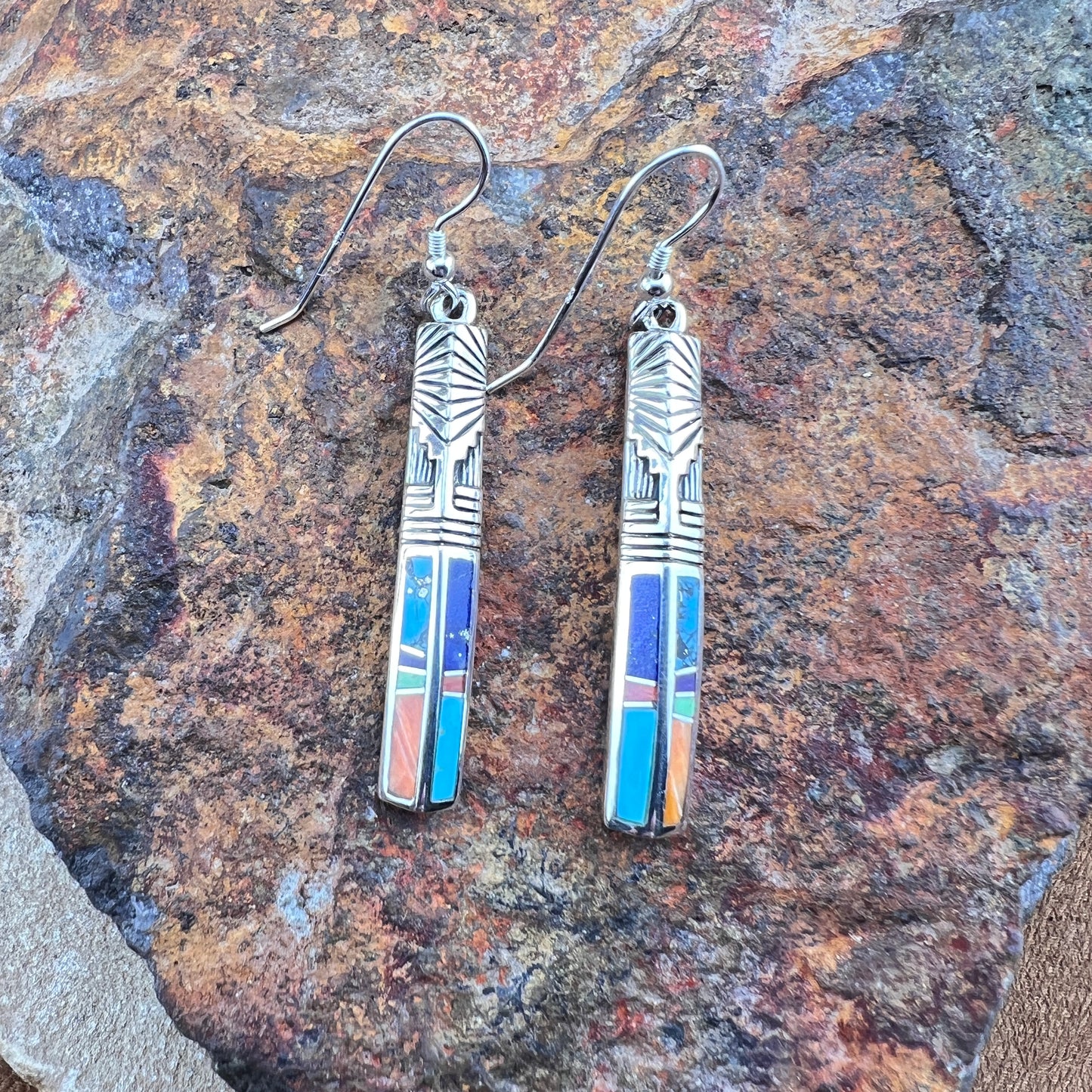 David Rosales Indian Summer Inlaid Sterling Silver Earrings