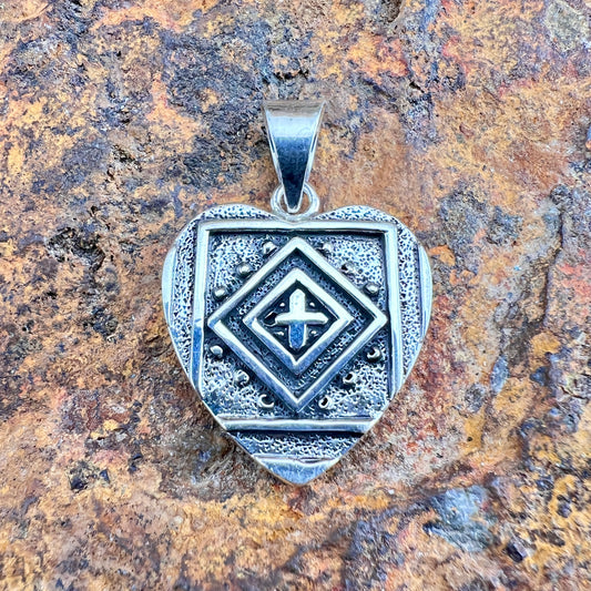 David Rosales Amazing Light Inlaid Sterling Silver Heart Pendant