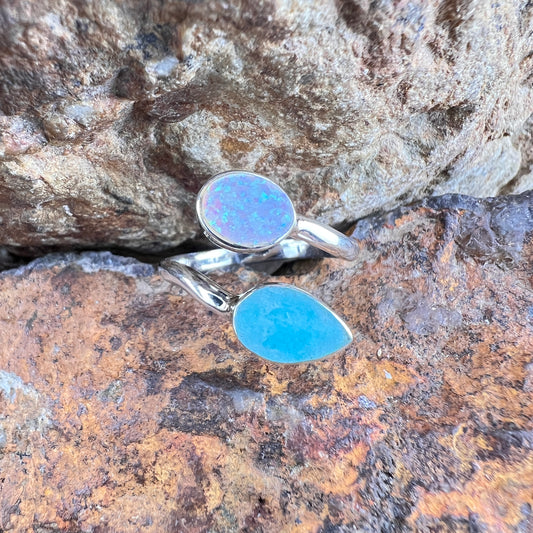 David Rosales Amazing Light Double Stone Sterling Silver Ring