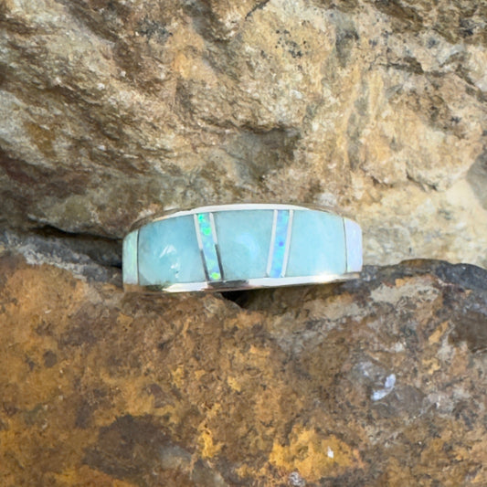 David Rosales Amazing Light Inlaid Sterling Silver Ring