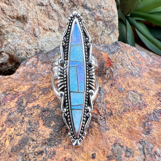 David Rosales Amazing Light Inlaid Sterling Silver Ring