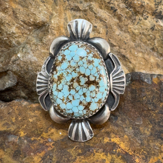 Kingman Turquoise Sterling Silver Adjustable Ring by Mary Tso