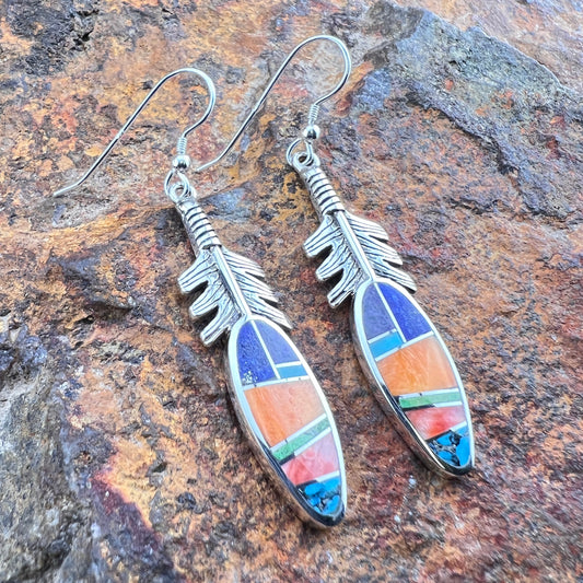 David Rosales Indian Summer Inlaid Sterling Silver Earrings
