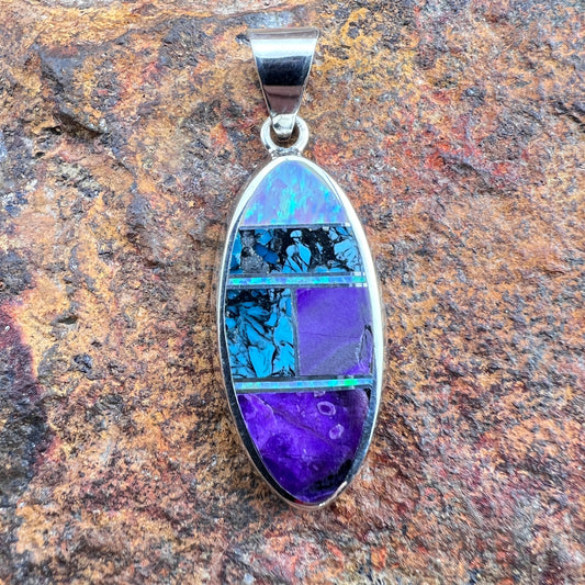 David Rosales Shalako Inlaid Sterling Silver Pendant