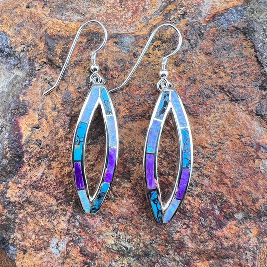 David Rosales Shalako Inlaid Sterling Silver Earrings
