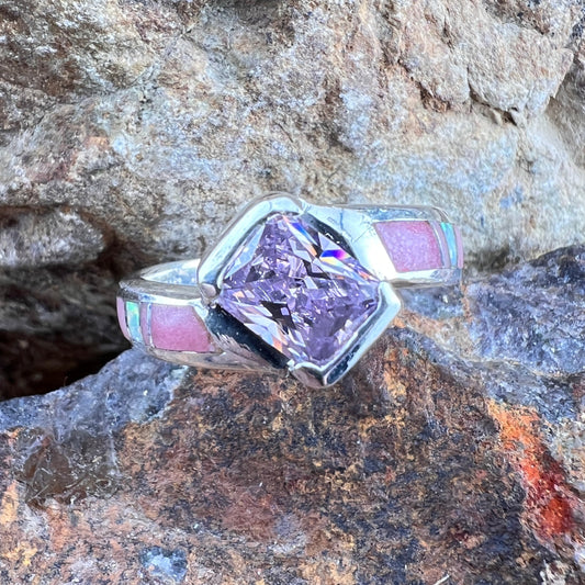 David Rosales Make Me Blush Inlaid Sterling Silver Ring w/ Pink Topaz