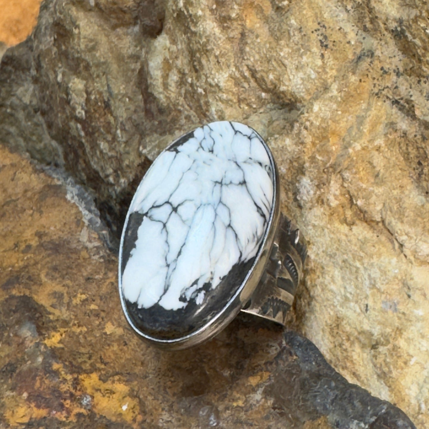 White Buffalo Sterling Silver Ring by Bernyse Chavez