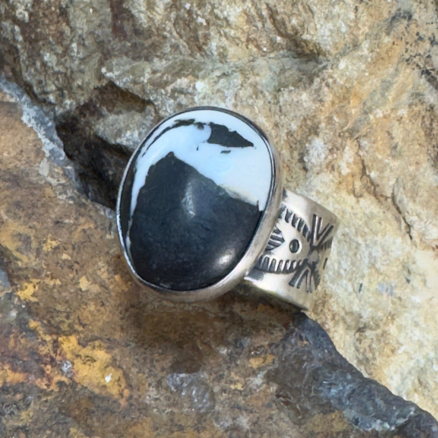 White Buffalo Sterling Silver Ring by Bernyse Chavez