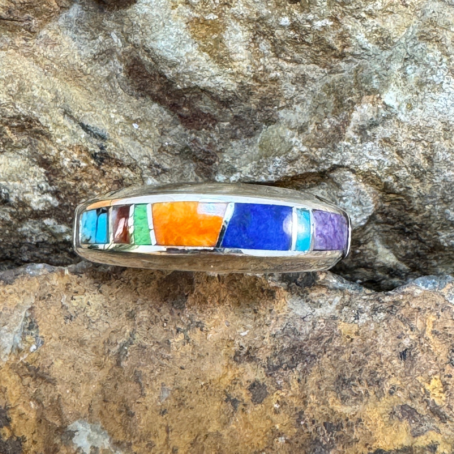 David Rosales Indian Summer Inlaid Sterling Silver Ring