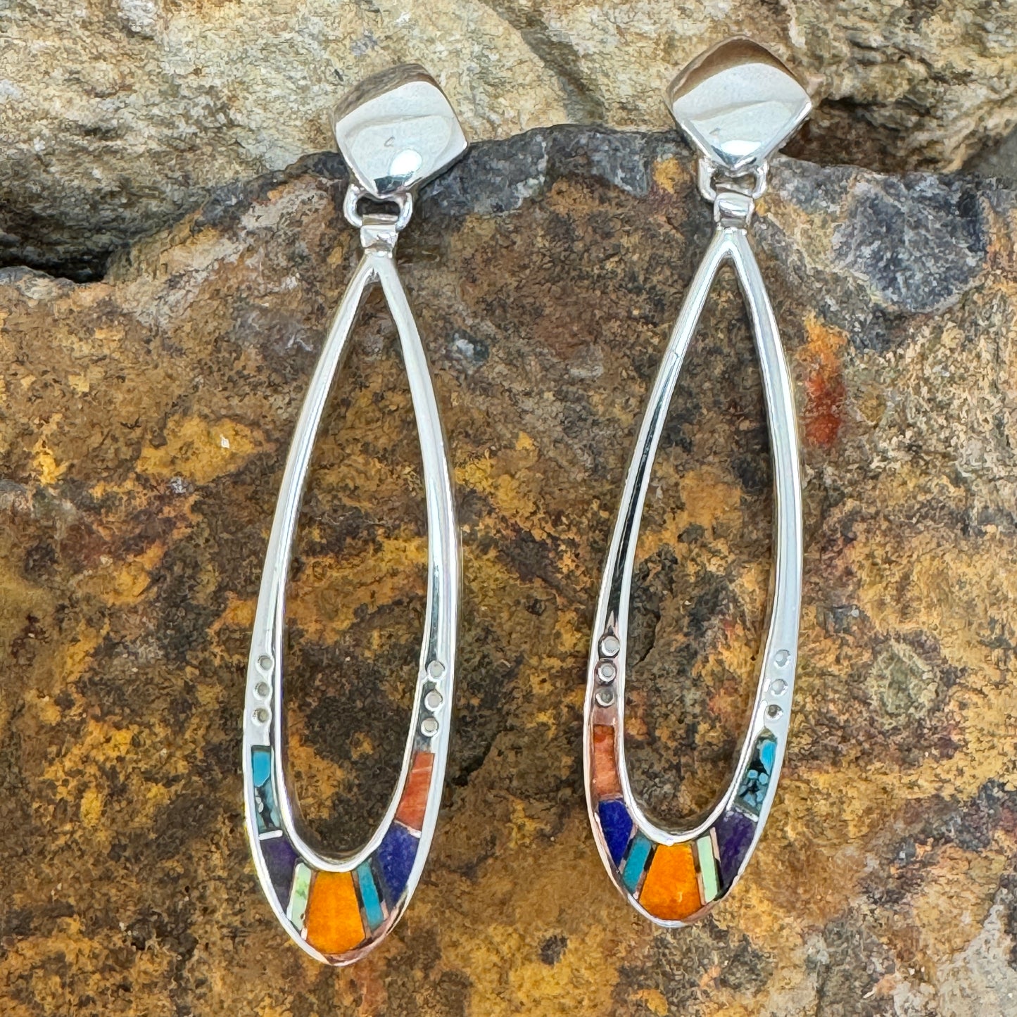 David Rosales Indian Summer Inlaid Sterling Silver Earrings