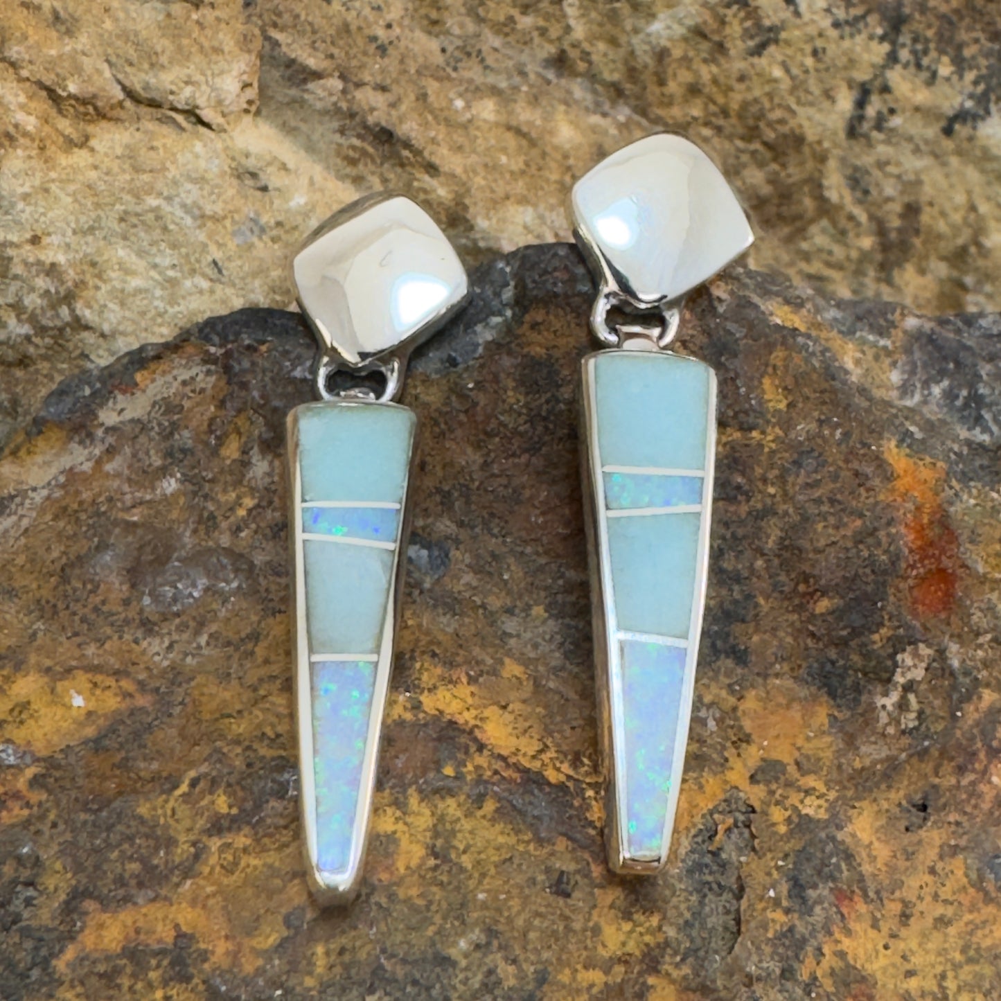 David Rosales Amazing Light Inlaid Sterling Silver Earrings