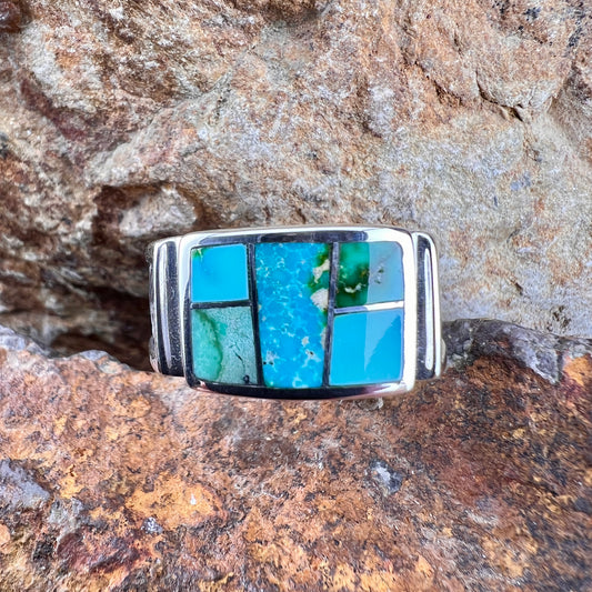 David Rosales Sonoran Gold Inlaid Sterling Silver Ring