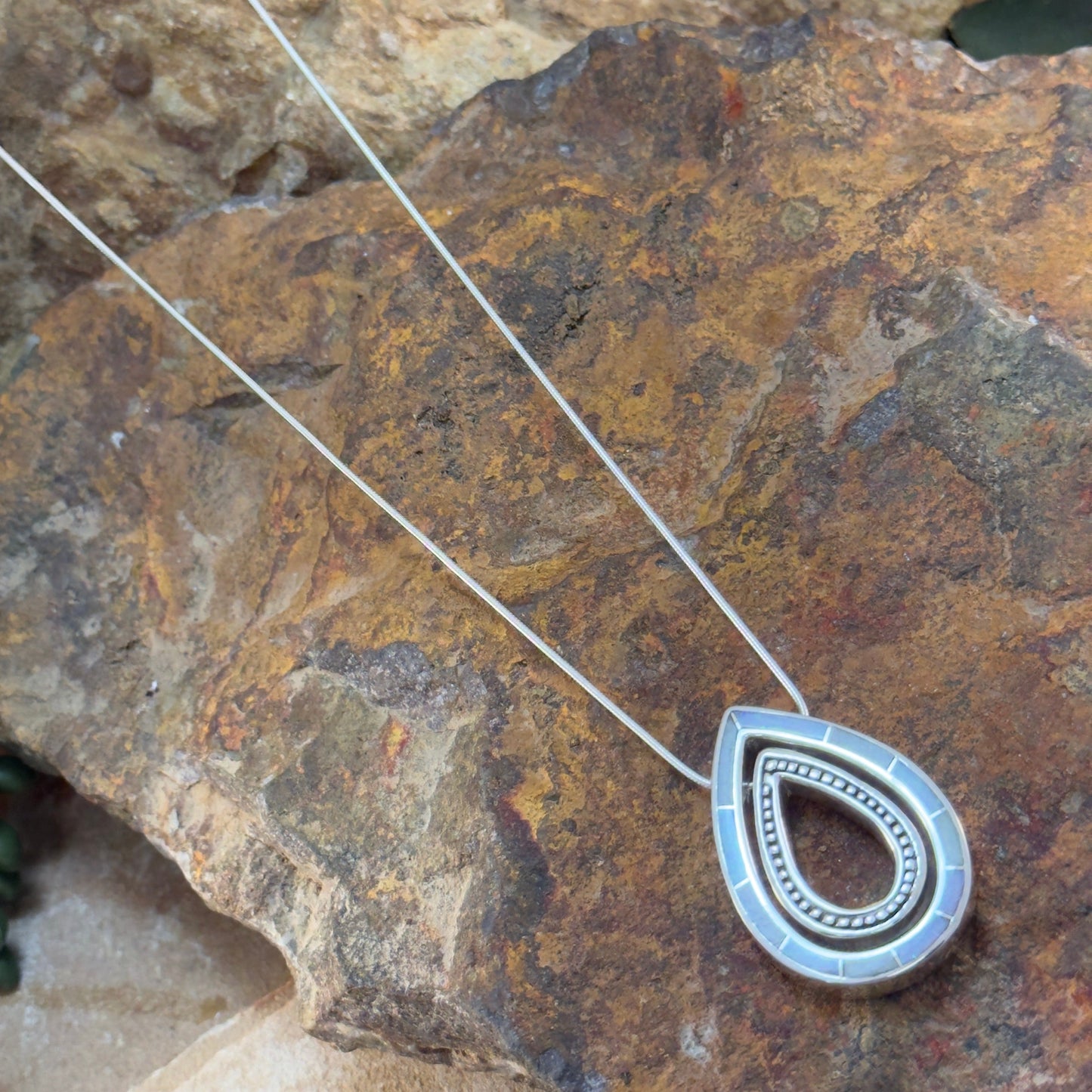 David Rosales Amazing Light Inlaid Sterling Silver Necklace