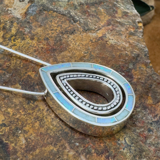 David Rosales Amazing Light Inlaid Sterling Silver Necklace