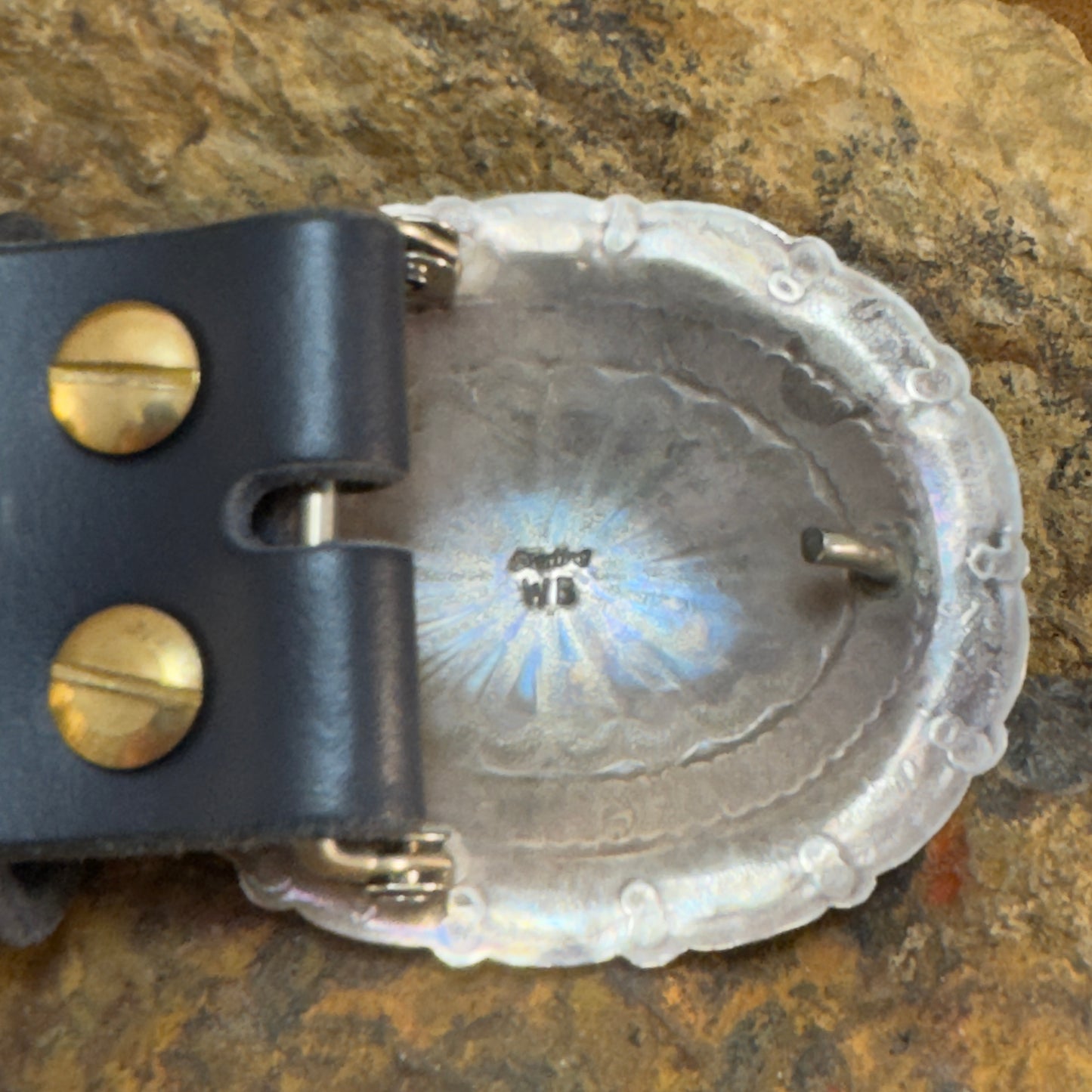 Vintage Navajo Sterling Silver & Turquoise Belt Buckle by Wilson Begay - Estate