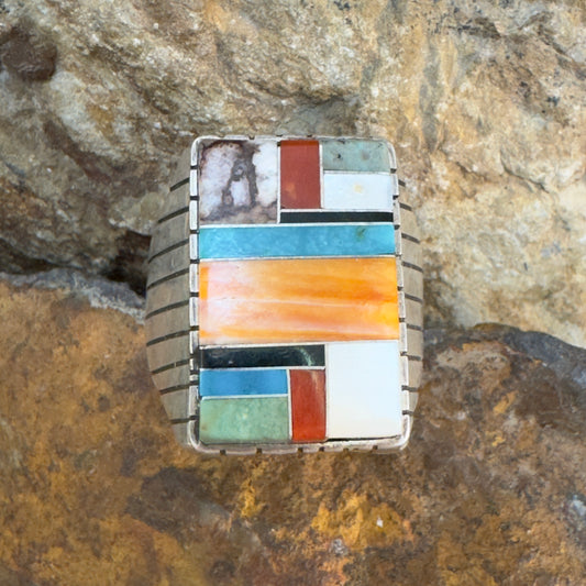 Navajo Sterling Channel Inlay Ring by Ray Jack - Estate