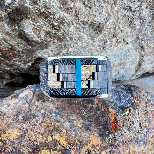 David Rosales Iron Spirit Inlaid Sterling Silver Ring