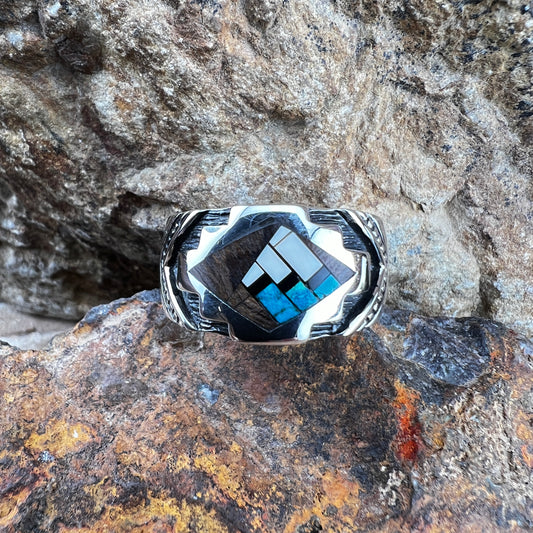 David Rosales Iron Spirit Inlaid Sterling Silver Ring