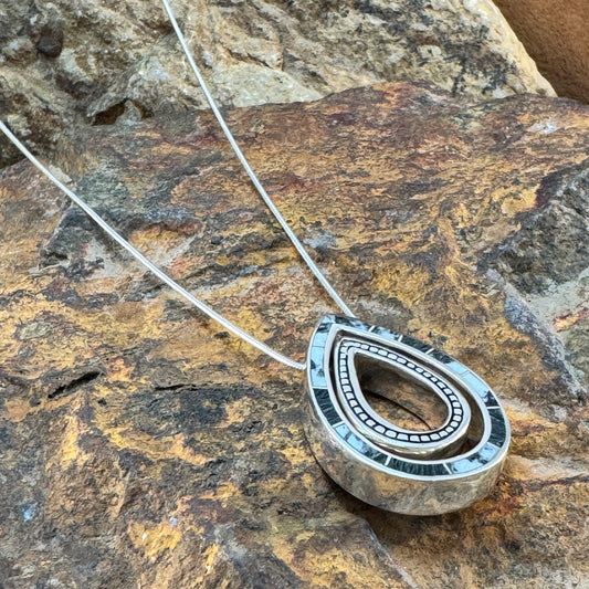 David Rosales White Buffalo Inlaid Sterling Silver Necklace