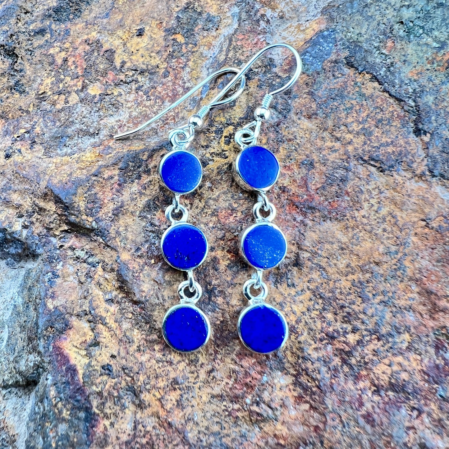 David Rosales Blue Sky Triple Drop Sterling Silver Earrings