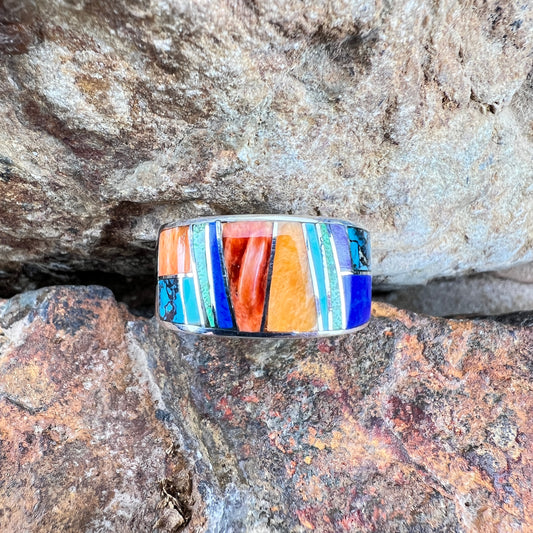 David Rosales Indian Summer Inlaid Sterling Silver Ring