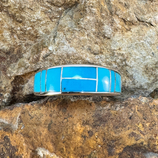 David Rosales Arizona Blue Inlaid Sterling Silver Ring