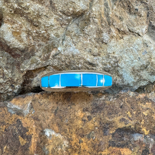 David Rosales Arizona Blue Inlaid Sterling Silver Ring