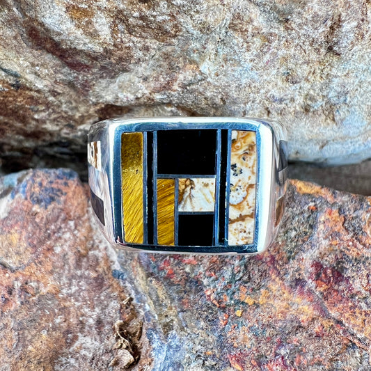 David Rosales Native Earth Inlaid Sterling Silver Ring