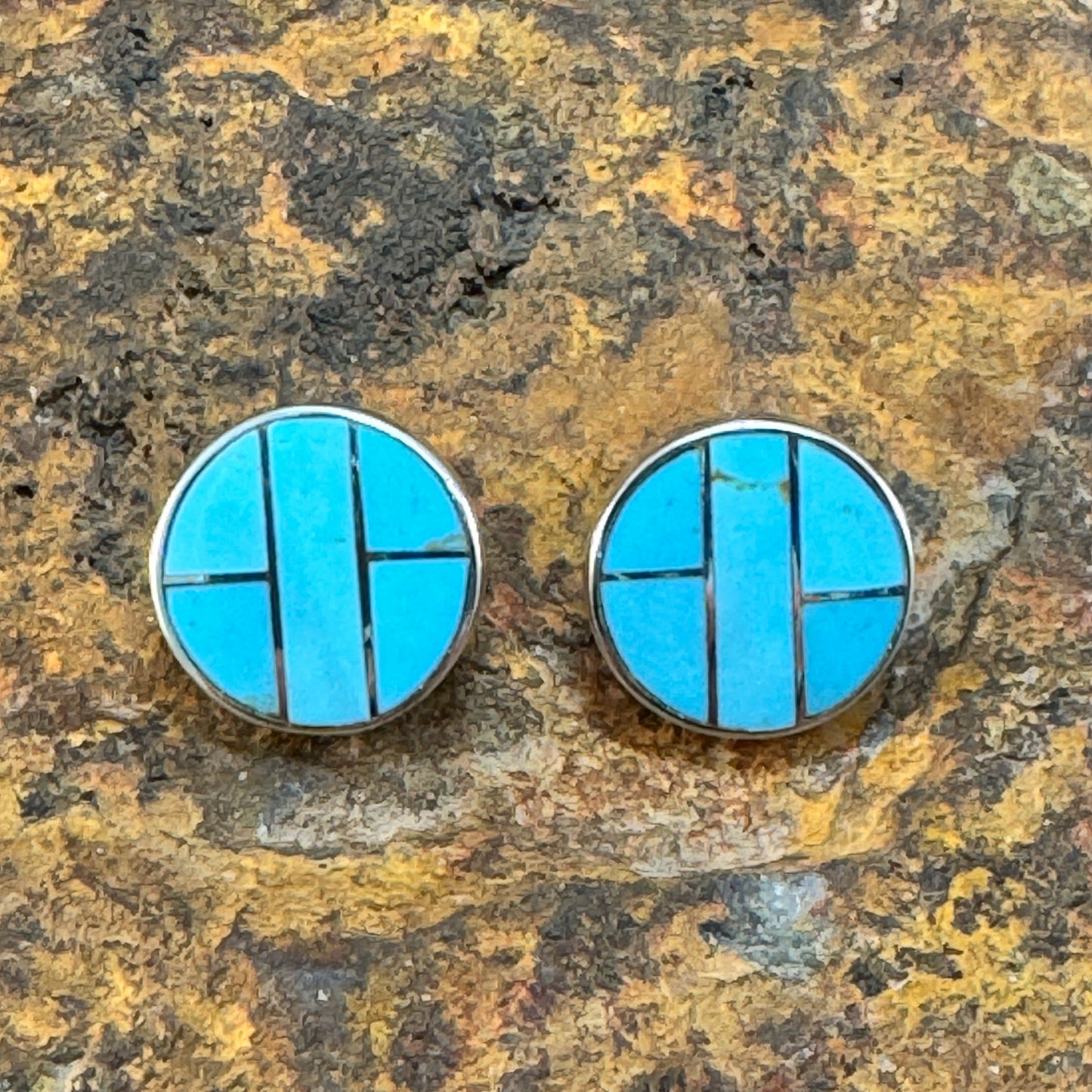 David Rosales Arizona Blue Inlaid Sterling Silver Earrings