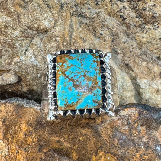 #8 Turquoise Sterling Silver Ring by Billy Jaramillo Size 12
