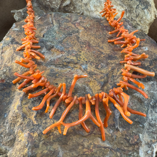 Vintage Mediterranean Red Coral Branch Necklace - Estate