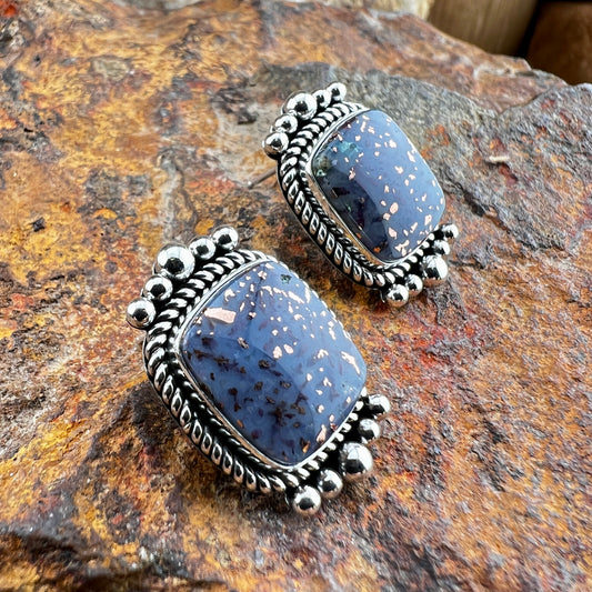 Confetti Chrysocolla Earrings with Sterling Silver by Artie Yellowhorse