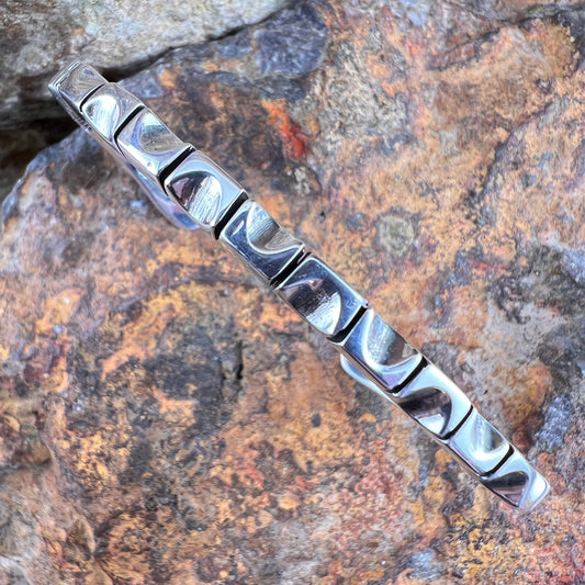Sterling Silver Saw Work Geometrical Bracelet Cuff by Artie Yellowhorse