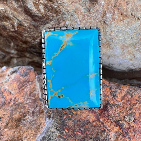 Kingman Turquoise Sterling Silver Ring by Murphy Platero - Size 11 1/2