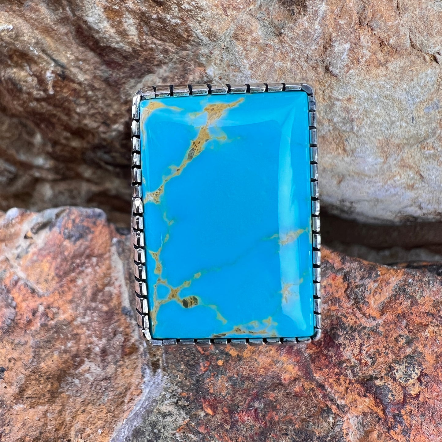 Kingman Turquoise Sterling Silver Ring by Murphy Platero - Size 11 1/2