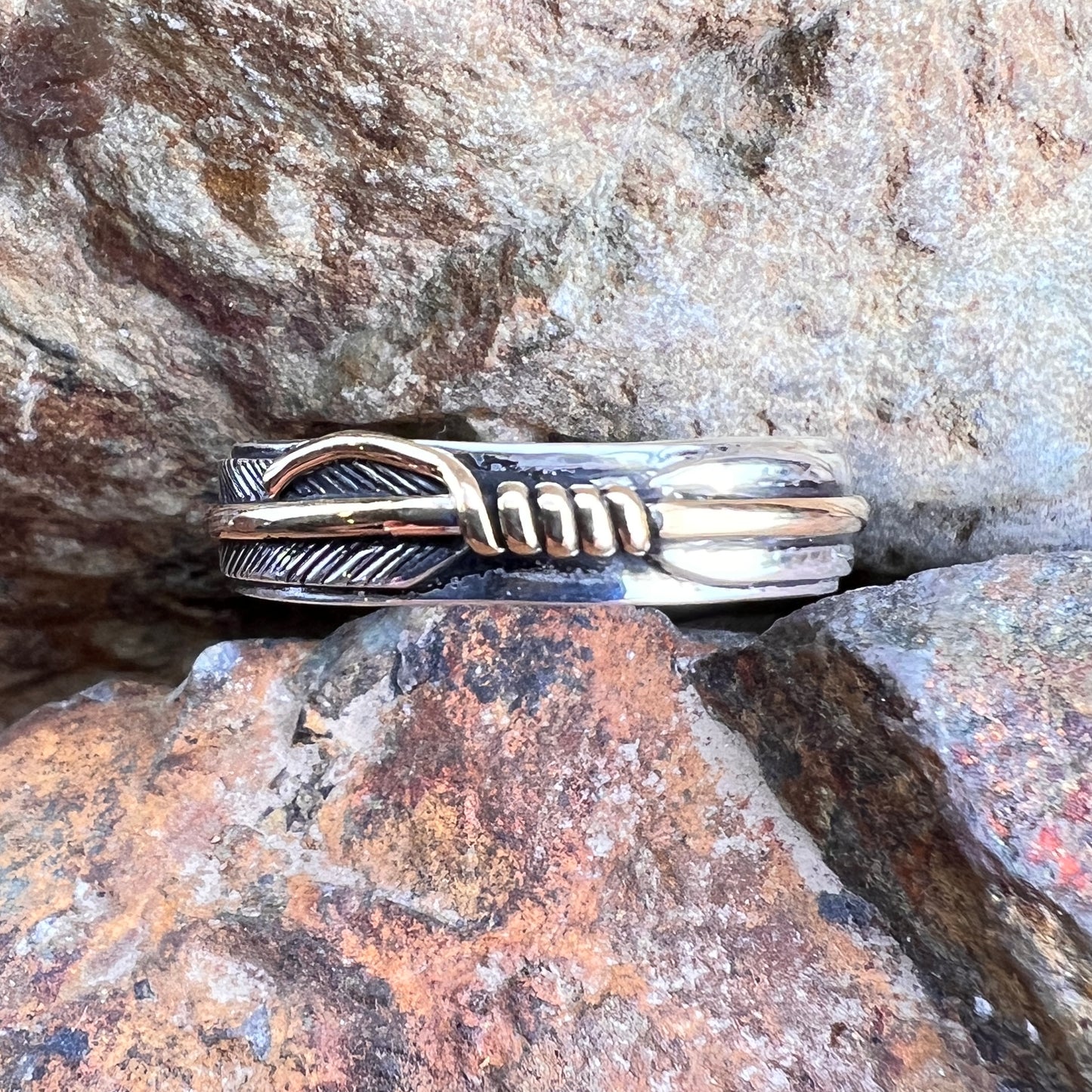 Sterling Silver & 14K Gold Fill Feather Ring by Ray Coriz