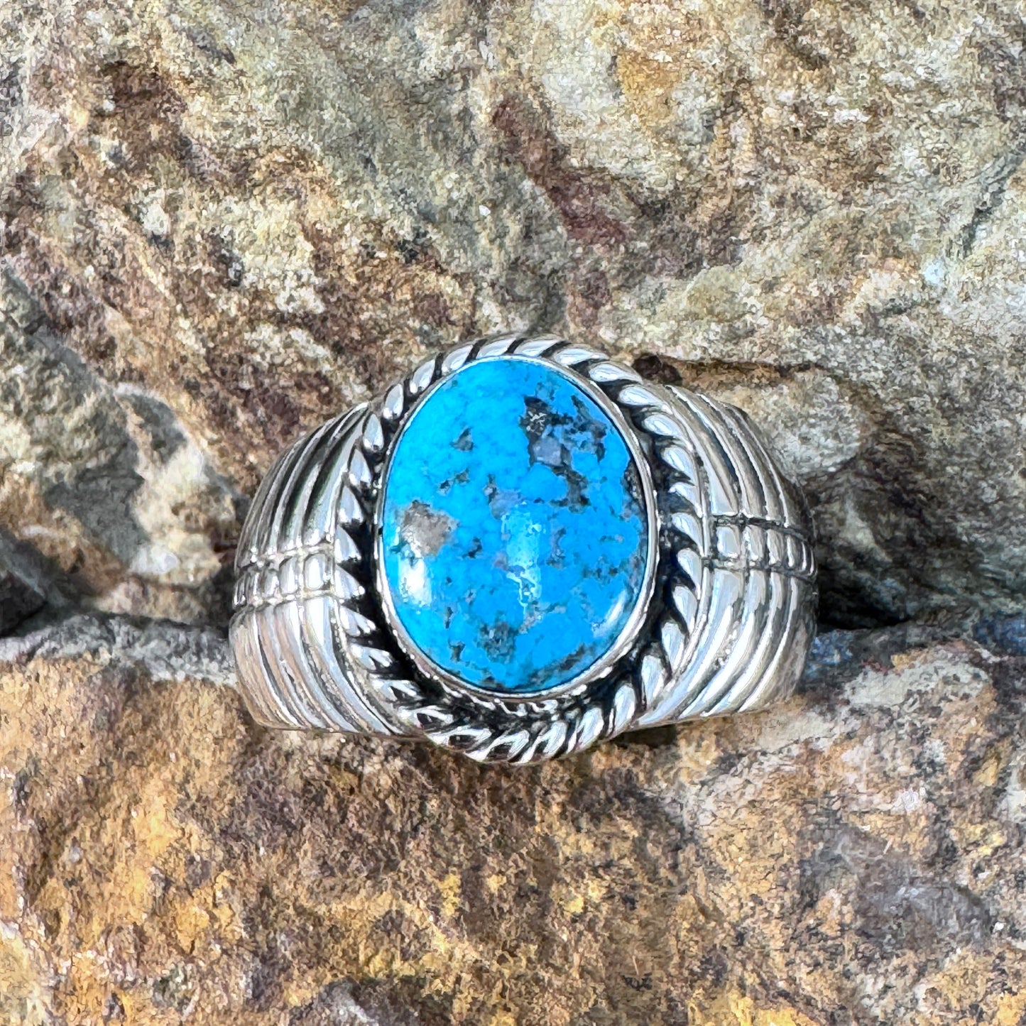 Kingman Turquoise Cabochon Ring by David Rosales