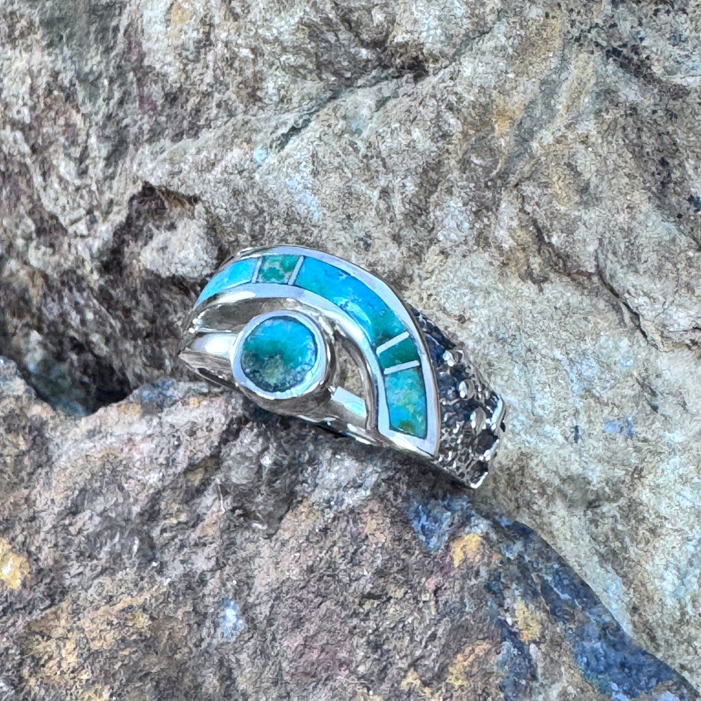 David Rosales Sonoran Gold Inlaid Sterling Silver Ring