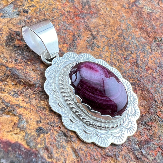 Purple Spiny Oyster Shell Sterling Silver Pendant by P. Skeets