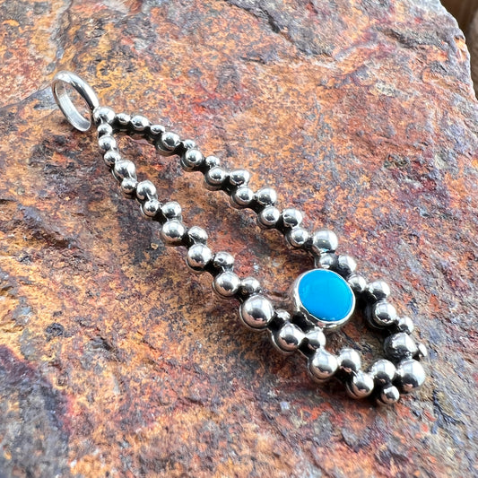 Million Drops Sleeping Beauty Turquoise Sterling Silver Pendant by Ray Coriz