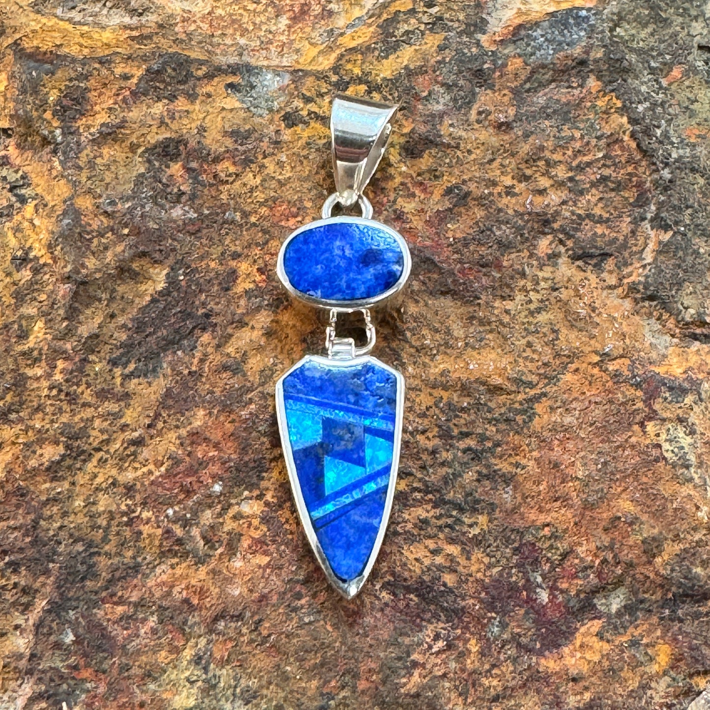 David Rosales Blue Sky Fancy Inlaid Sterling Silver Pendant
