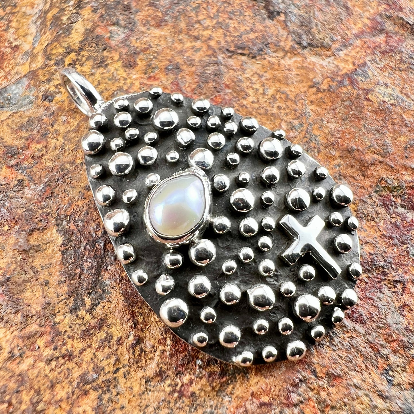 Million Drops Fresh Water Pearl Sterling Silver Pendant by Akee Douglas