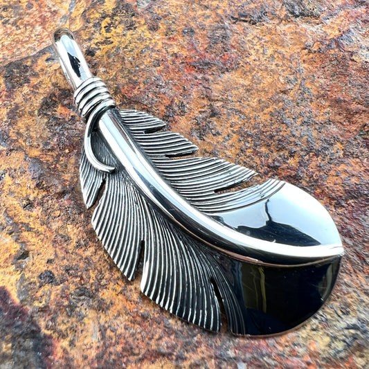 Sterling Silver Feather Pendant by Ray Coriz